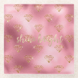 Gold Pink Glitzer Diamonds Glasuntersetzer