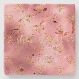 Gold Pink Glitzer Diamonds Steinuntersetzer