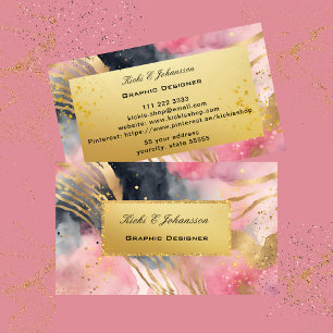 Gold Pink Glitzer Foil Business Card Visitenkarte