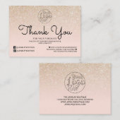 Gold Pink Glitzer Ombre Vielen Dank Visitenkarte (Vorne/Hinten)