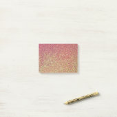 Gold Pink Glitzer Textur Post-it Klebezettel (Auf Schreibtisch)