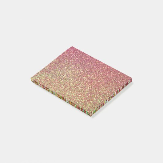 Gold Pink Glitzer Textur Post-it Klebezettel (angewinkelt)