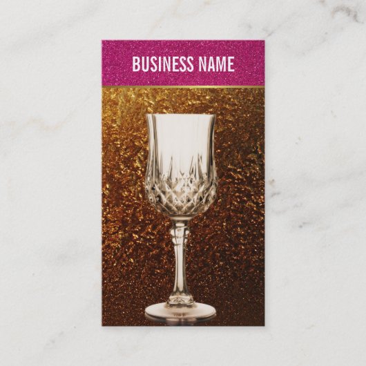 Gold & Pink Glitzer Weinkarte Business Card Visitenkarte (Vorderseite)