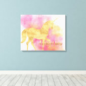 Gold Pink Glitzy Dream Big Unicorn Leinwanddruck (Insitu (Holzboden))