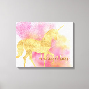 Gold Pink Glitzy Dream Big Unicorn Leinwanddruck
