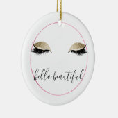 Gold Pink Glitzy Eyes Keramik Ornament (Rechts)