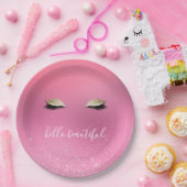 Gold Pink Glitzy Eyes Pappteller (Party)