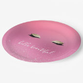 Gold Pink Glitzy Eyes Pappteller (Schrägansicht)