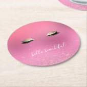 Gold Pink Glitzy Eyes Runder Pappuntersetzer (Angewinkelt)