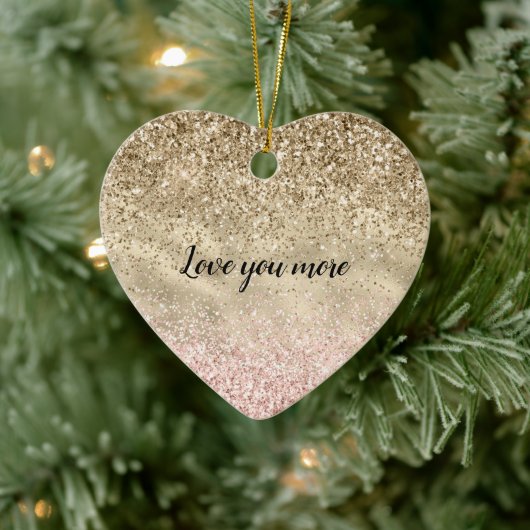 Gold Pink Glitzy Glitzer Liebe Keramik Ornament (Baum)