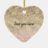 Gold Pink Glitzy Glitzer Liebe Keramik Ornament (Vorne)