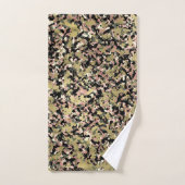 Gold Pink Green Black Camouflage Muster Print Badhandtuch Set (Handtuch)