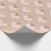 Gold Pink Hearts Valentine's Day Wrapping Paper Geschenkpapier (Ecke)