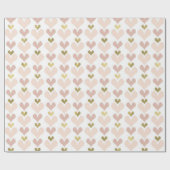 Gold Pink Hearts Valentine's Day Wrapping Paper Geschenkpapier (Flach)