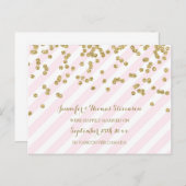 Gold Pink Just Married Announccards Ankündigungspostkarte (Vorne/Hinten)