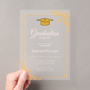 Gold Pink Klassischer Abschluss-Cap-Party Acryleinladungen