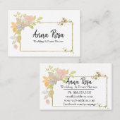 *~* Gold Pink Lavendel Elegante Wasserfarbe Blume Visitenkarte (Vorne/Hinten)