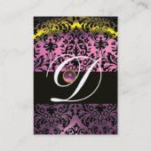 GOLD PINK LAVENDER BLACK AMETHYST DAMASK MONOGRAMM VISITENKARTE (Rückseite)