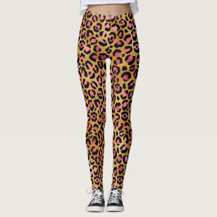 Gold Pink Leopard Leggings