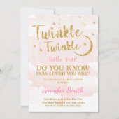 Gold Pink Little Star Baby Dusche Einladung (Vorderseite)