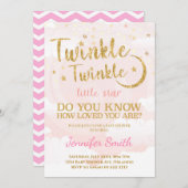 Gold Pink Little Star Baby Dusche Einladung (Vorne/Hinten)