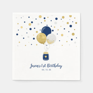 Gold & Pink   Luftballons & Konfetti Jungen-Geburt Serviette