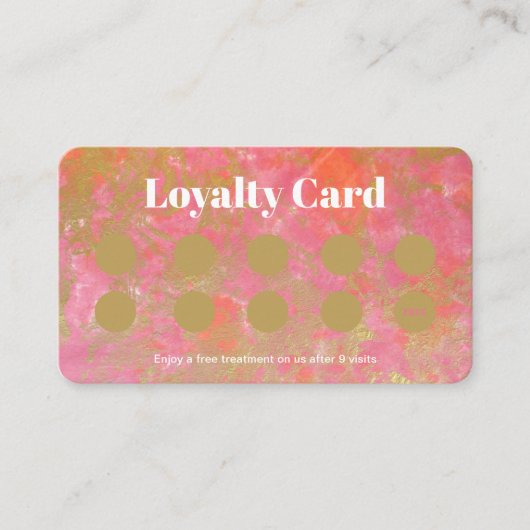 Gold Pink Marble Make up Artist Loyalty Card Treuekarte (Vorderseite)