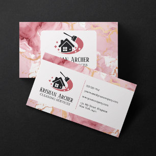 Gold Pink Marmor Hausreinigungsdienst Visitenkarte