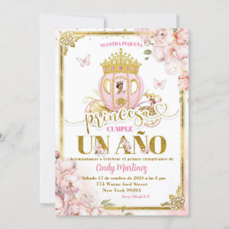 Gold Pink Mexikanisch Uno Princesa Carriage Einlad Einladung
