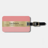 GOLD PINK MINIMALISTISCHER SCHWARZTEXT GEPÄCKANHÄNGER (Vorderseite horizontal)