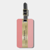 GOLD PINK MINIMALISTISCHER SCHWARZTEXT GEPÄCKANHÄNGER (Vorderseite vertikal)