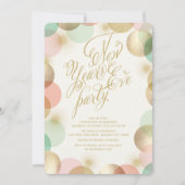 Gold Pink Mint Confetti Stars Silvester Party Einladung (Vorderseite)