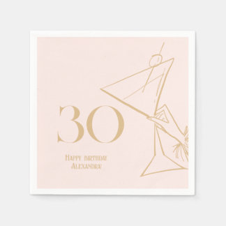 Gold Pink Moderne 30. Erwachsene zum Geburtstag Na Serviette
