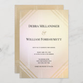 Gold Pink Moderne Metallische Futuristische Hochze Einladung (Vorne/Hinten)