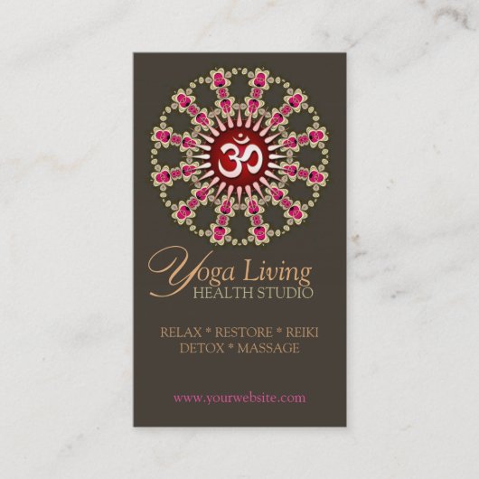 Gold Pink Om Energy Healing Yoga New Age Biz Cards Visitenkarte (Vorderseite)