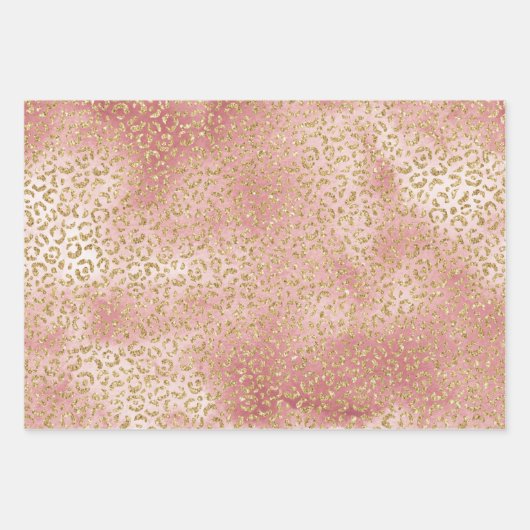 Gold Pink Ombre Zebra Leopard Geschenkpapier Set (Vorderseite 3)