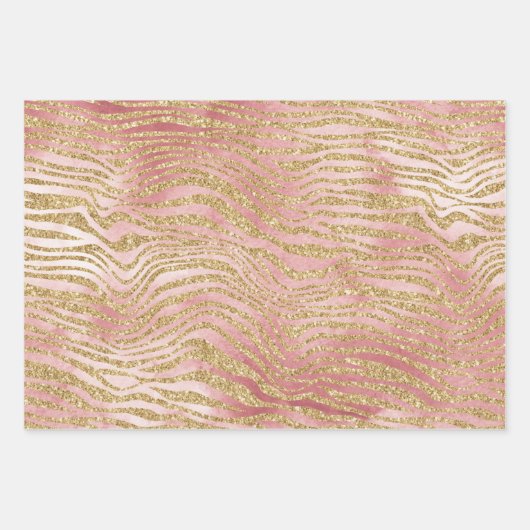 Gold Pink Ombre Zebra Leopard Geschenkpapier Set (Vorderseite 2)