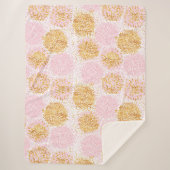Gold & Pink Pom Pom Muster Sherpa Blanka Sherpadecke (Vorderseite)