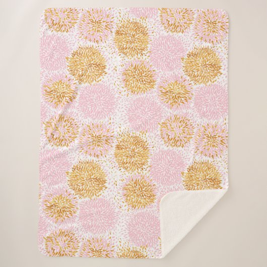 Gold & Pink Pom Pom Muster Sherpa Blanka Sherpadecke (Vorderseite)