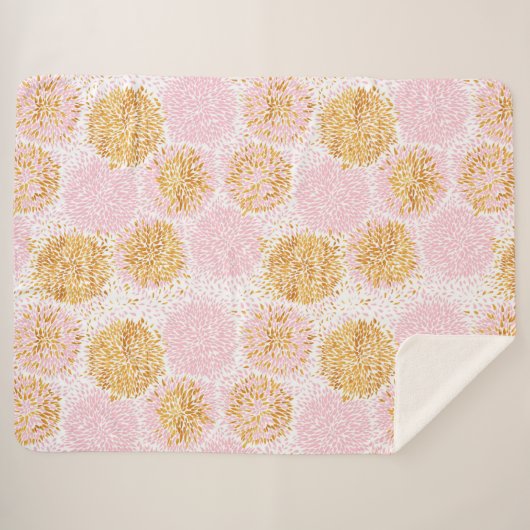 Gold & Pink Pom Pom Muster Sherpa Blanka Sherpadecke (Vorderseite (Horizontal))