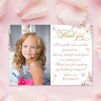 Gold Pink Princess Geburtstag Danke Karte