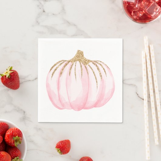 Gold Pink Pumpkin Halloween Erntedank Party Serviette (Beispiel)
