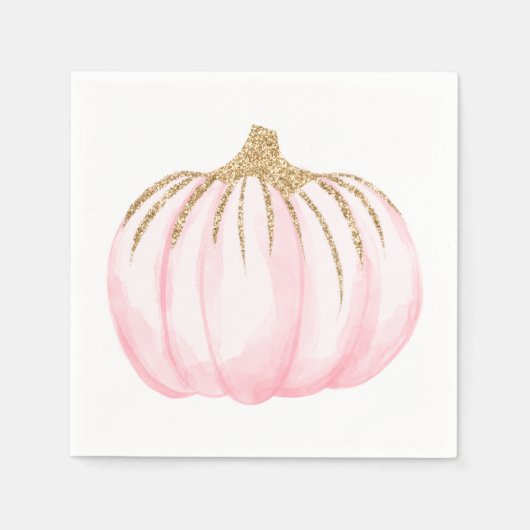 Gold Pink Pumpkin Halloween Erntedank Party Serviette (Vorderseite)