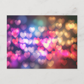 Gold Pink Red Bokeh Herz Postkarte