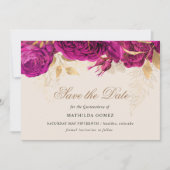 Gold Pink Roses Quinceanera Save the Date Einladung (Vorderseite)