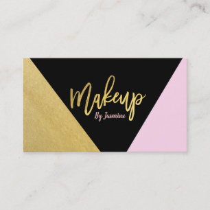 Gold Pink Schwarz Make-up Moderne Schrift Pinselst Visitenkarte