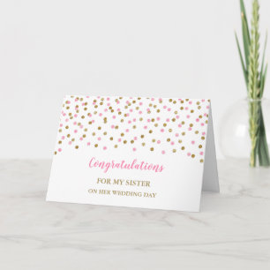 Gold Pink Schwester Hochzeitstag Herzlichen Glückw Karte