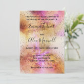 Gold Pink Sky Einladung Script Postcard (Stehend Vorderseite)