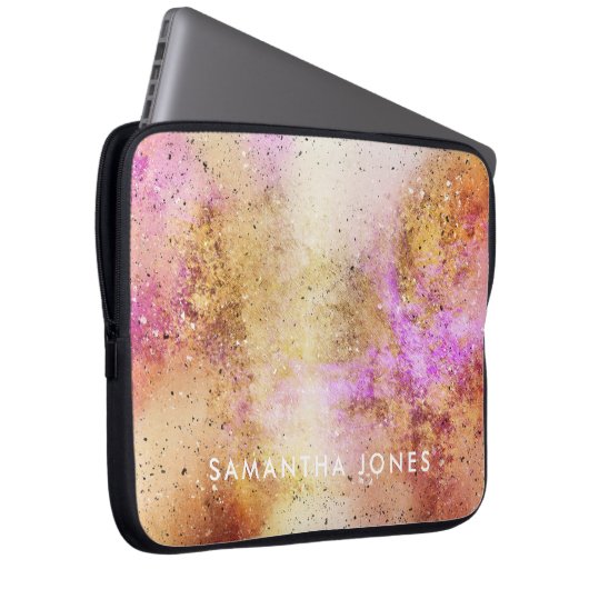Gold Pink Sky Watercolor Laptopschutzhülle (Vorne Rechts)