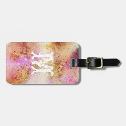 Gold Pink Sky Watercolor Personalisiert Gepäckanhänger (Vorderseite horizontal)